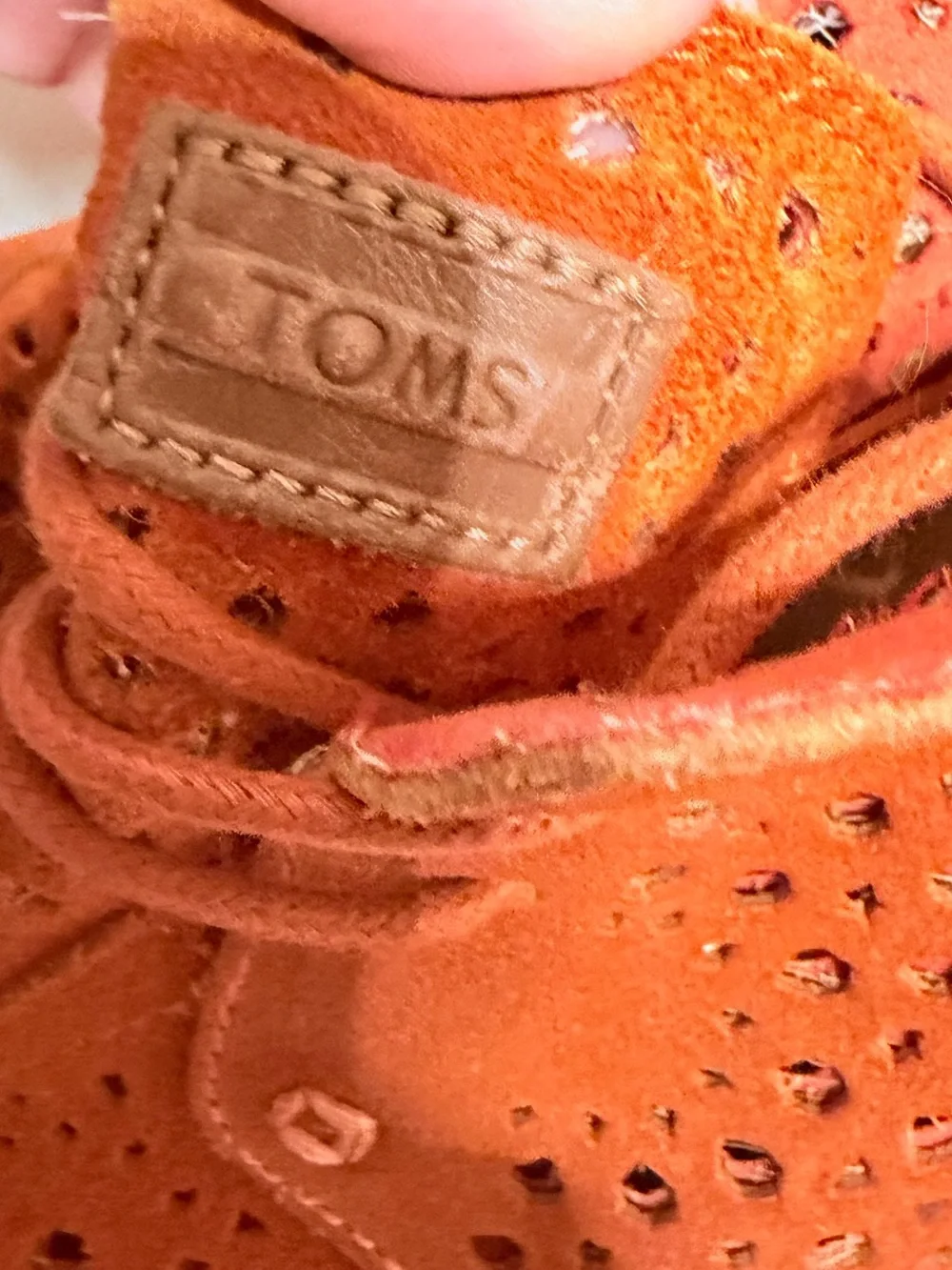 Toms Orange Perforated Suede Espadrille Wedge Booties sz 9.5W